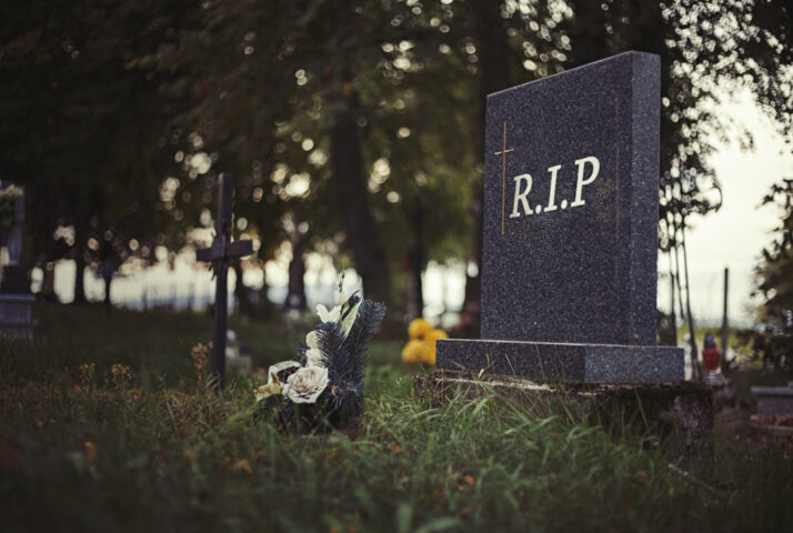 Granite memorial headstone with RIP engraving