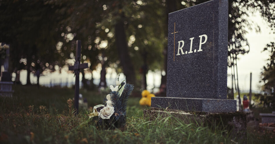 Granite memorial headstone with RIP engraving